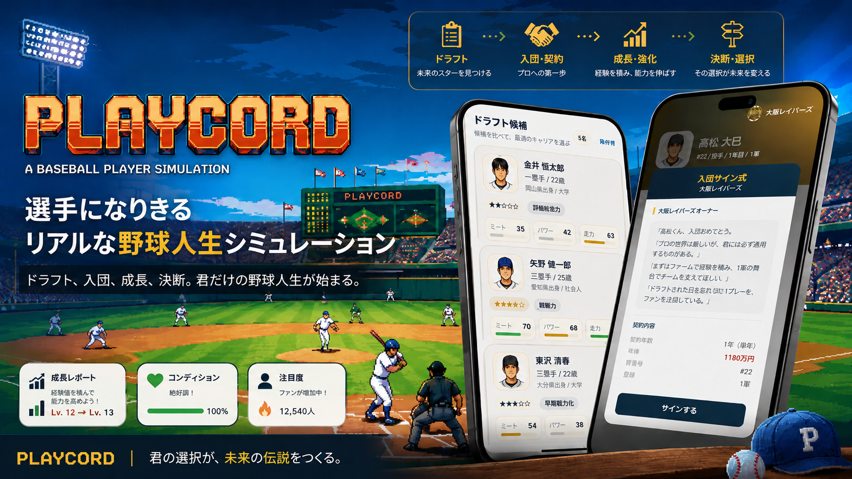 PLAYCORD — 選手になりきるリアルな野球人生シミュレーション
