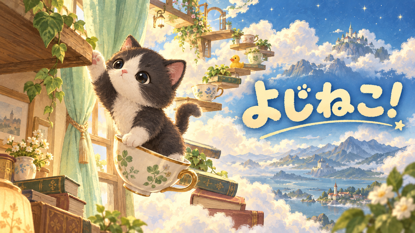 よじねこ!の猫を描いた紹介イラスト